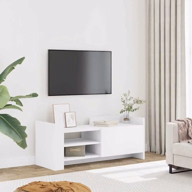 vidaXL Mobile Porta TV Bianco in Legno e MDF con Ruote L/P/H: 100 x 35 x 40 cm