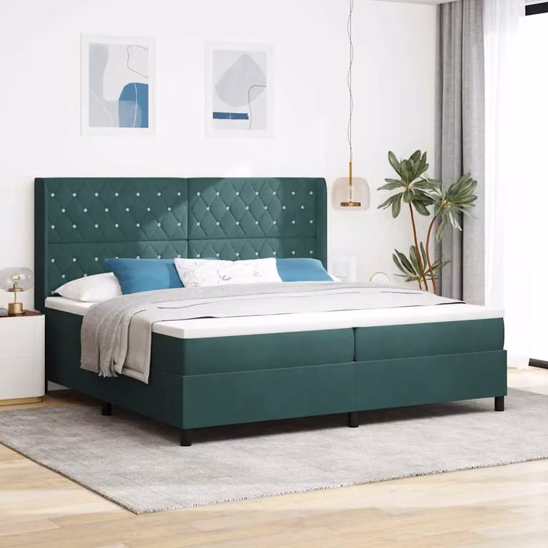 Letto a molle con materasso vidaXL in velluto verde scuro L/P/H: 200 x 200 x 280 cm