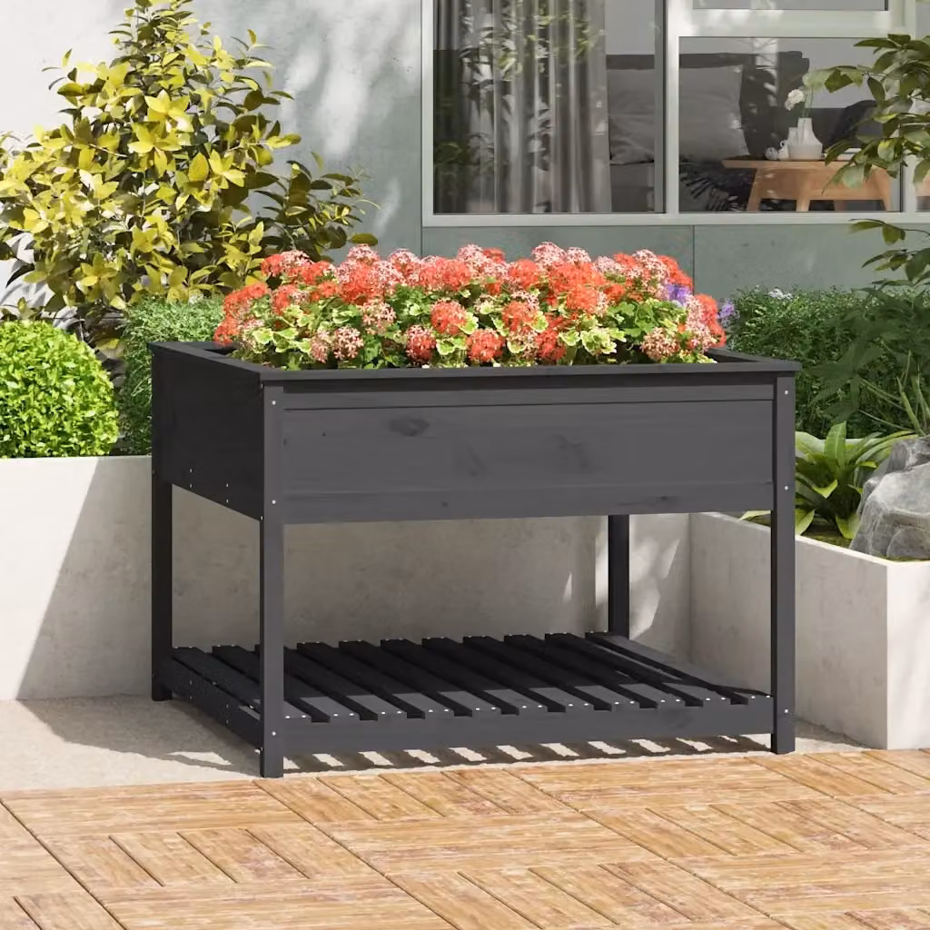 Fioriera a cassetta DESIGN IN in legno massello di pino grigia L/P/H: 111,5 x 111,5 x 81 cm – 2