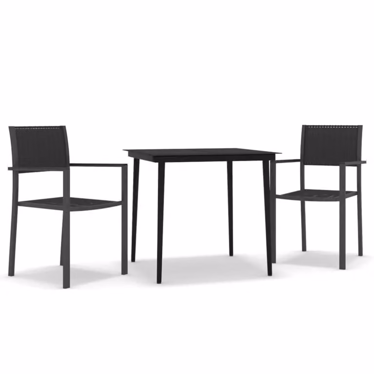 Set da Pranzo da Giardino 3 pz Nero