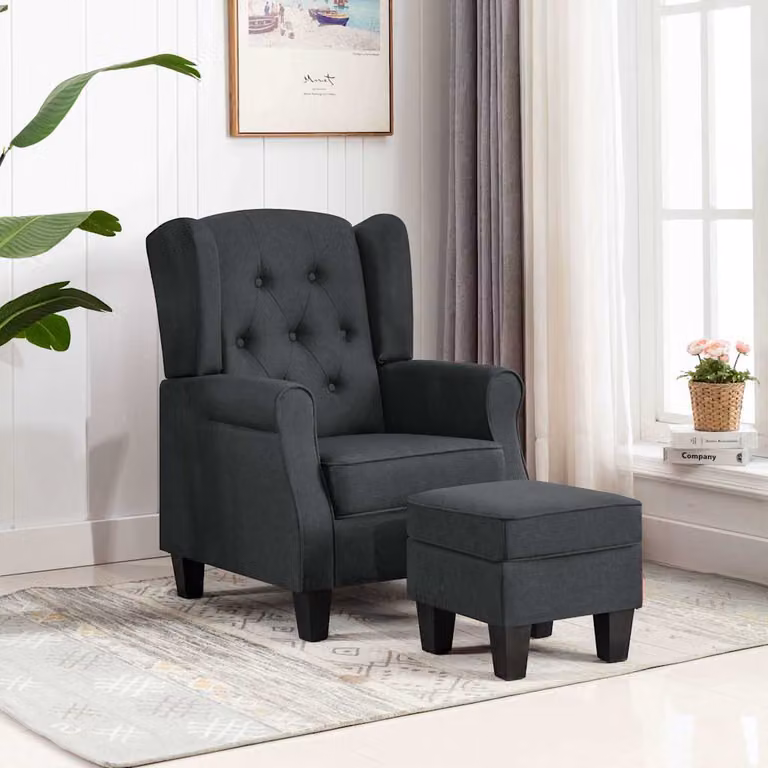 vidaXL Poltrona Lounge con Poggiapiedi Integrato in Tessuto Grigio