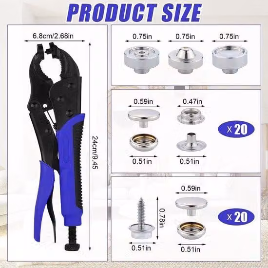 Kit di utensili per fascette di fissaggio, 140 pezzi, blu, 15 mm