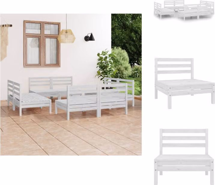 vidaXL set da salotto da giardino 8 pezzi in pino massiccio bianco - Set di mobili da giardino