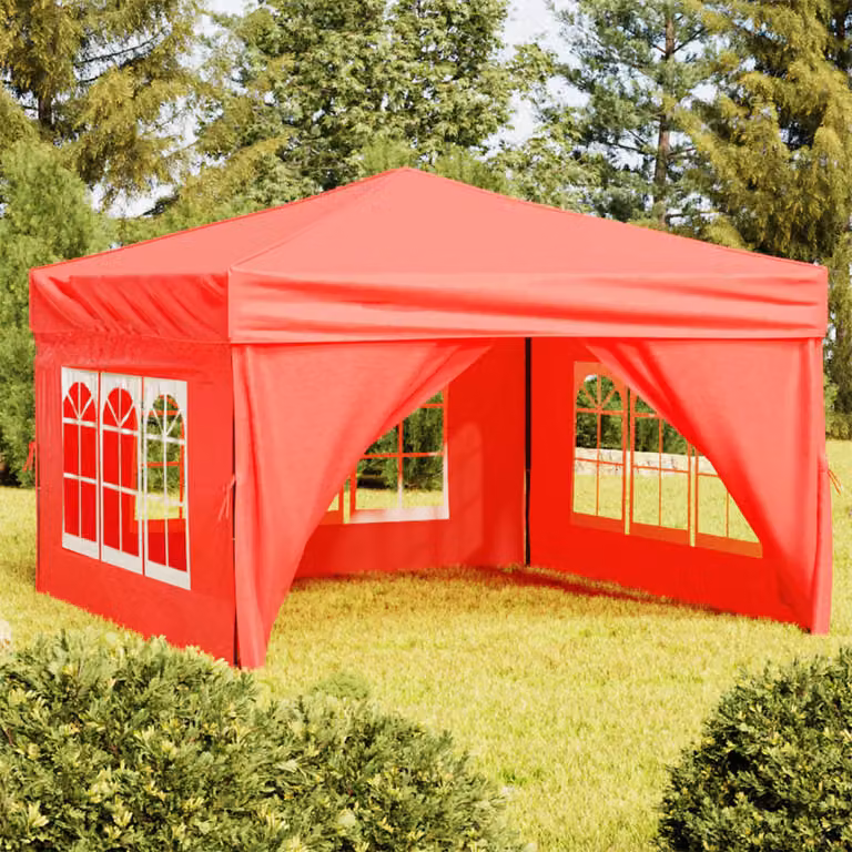 The Living Store Tenda da festa pieghevole con pareti laterali rosse 3x3 m