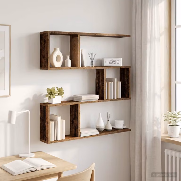 Scaffale da parete moderno vidaXL in legno color marrone L: 80 cm, P: 12 cm, H: 79,5 cm