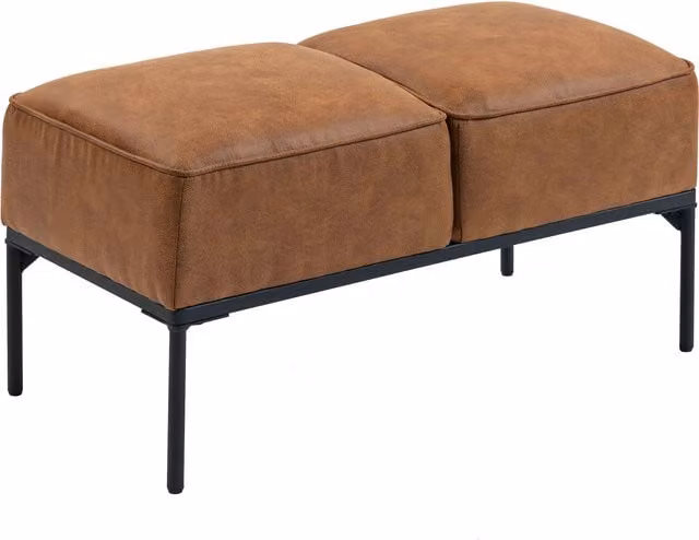 Panca moderna HOMCOM in pelle sintetica marrone con seduta imbottita e gambe in metallo, L 80 x P 40 x H 46 cm