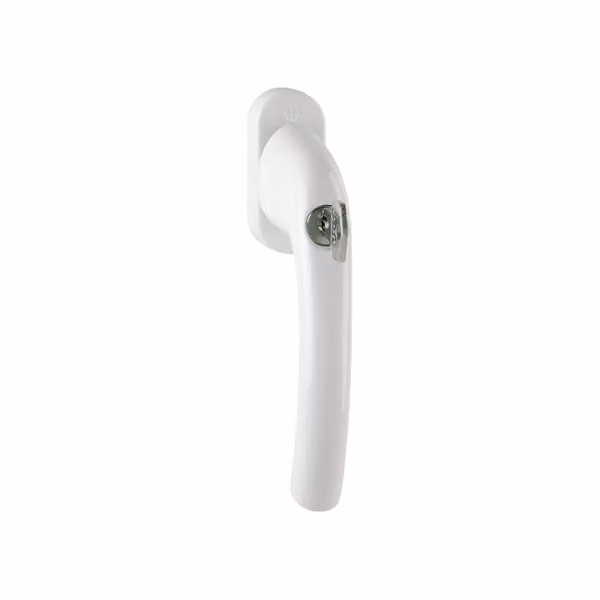 Hoppe Tokyo maniglia per finestra in alluminio con serratura F9016 Alluminio verniciato bianco, 0710S/U26, 7 - 37 mm quadrato