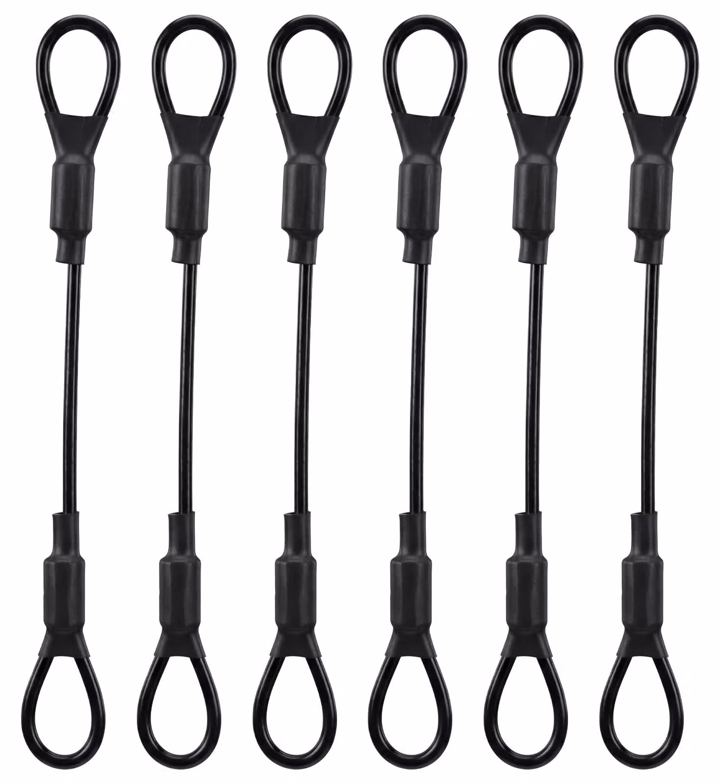 Cavi in acciaio con occhielli, 6 pezzi, 15 cm, 3 mm, colore nero