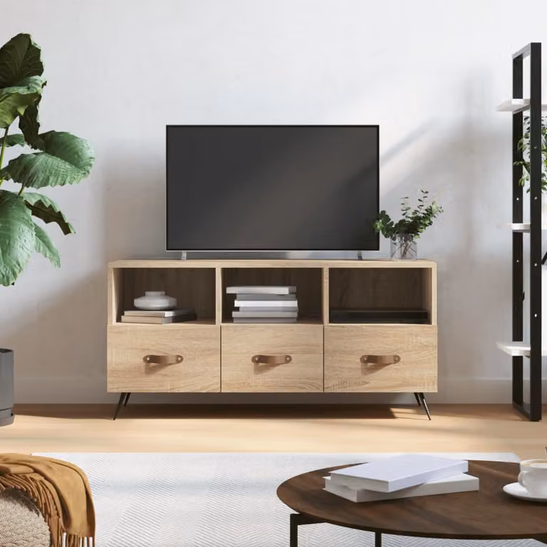 vidaXL Mobile Porta TV Rovere Sonoma in Legno e Metallo, L 102 cm x P 36 cm x H 50 cm