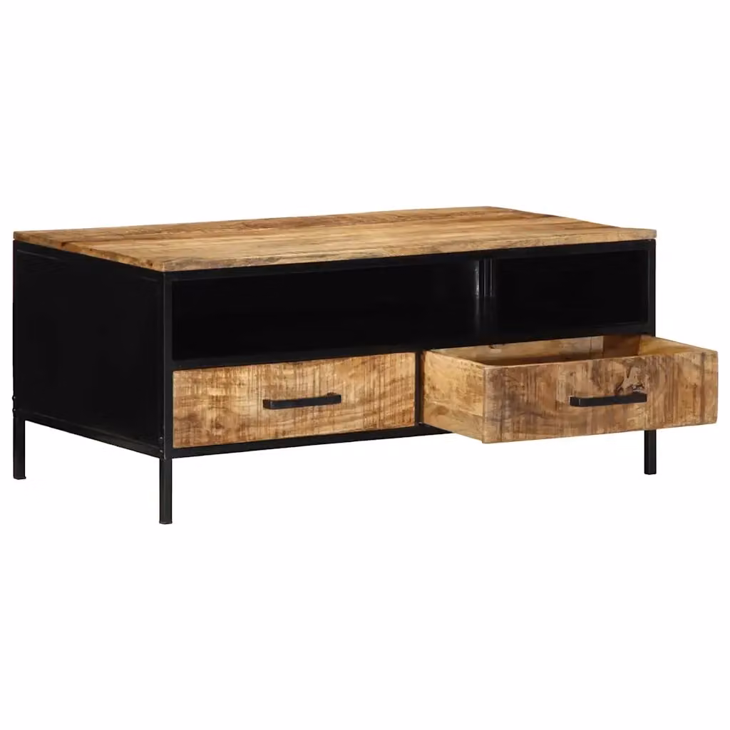 Tavolino da salotto moderno vidaXL in legno di mango marrone L 90 cm x P 50 cm x H 40 cm – 2
