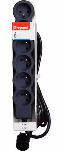 Presa multipla Fb 6x2 prese standard 3 m 1,5 mm² nero - Legrand