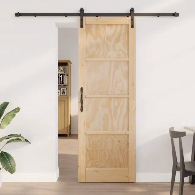 Porta scorrevole moderna vidaXL in legno di pino color marrone e beige, L: 73,5 cm, H: 211 cm