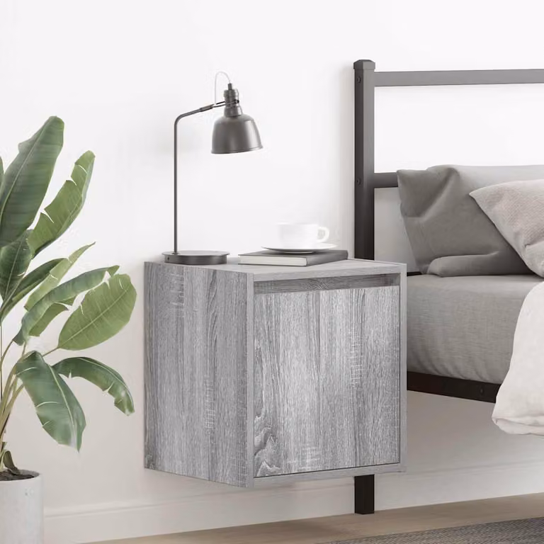 Set di 2 comodini da muro vidaXL in colore grigio Sonoma, L 38 cm x P 34 cm x H 40 cm