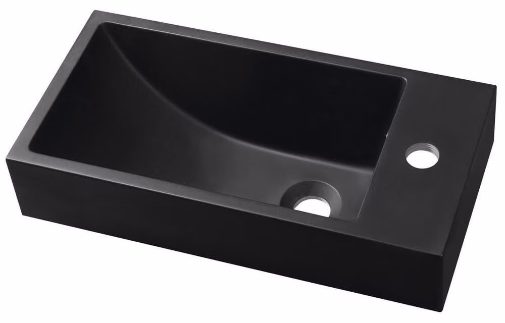 ARIANA lavabo in marmo fuso 50x25cm, destro, nero opaco