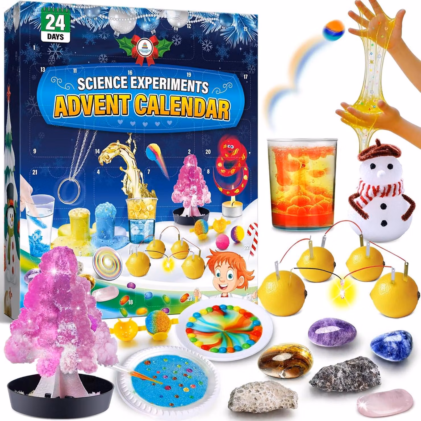 Calendario dell'Avvento esperienziale 2026, 24 giorni, per bambini, con esperimenti di chimica