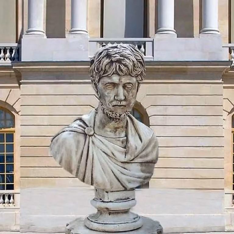 Casa Padrino Busto decorativo da giardino in stile liberty grigio antico h. 70 cm