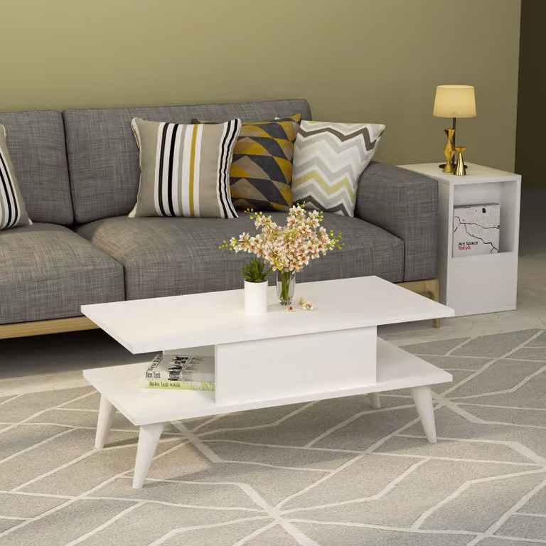 Skye Decor, Beta - White, tavolino da caffè, bianco, 100 % MELAMIN COATED SLIPBOARD, 90 x 45 x 40 cm