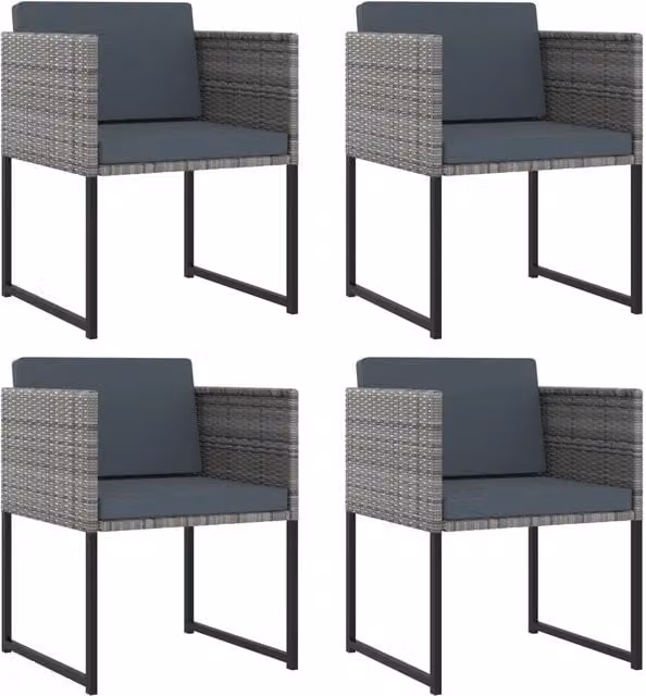 Set Pranzo da Giardino 9 pz con Cuscini in Polyrattan Grigio 313100
