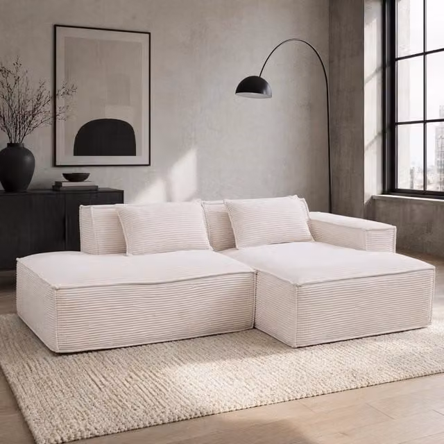 Divano 235 cm imbottito in poliestere beige HOMVRA