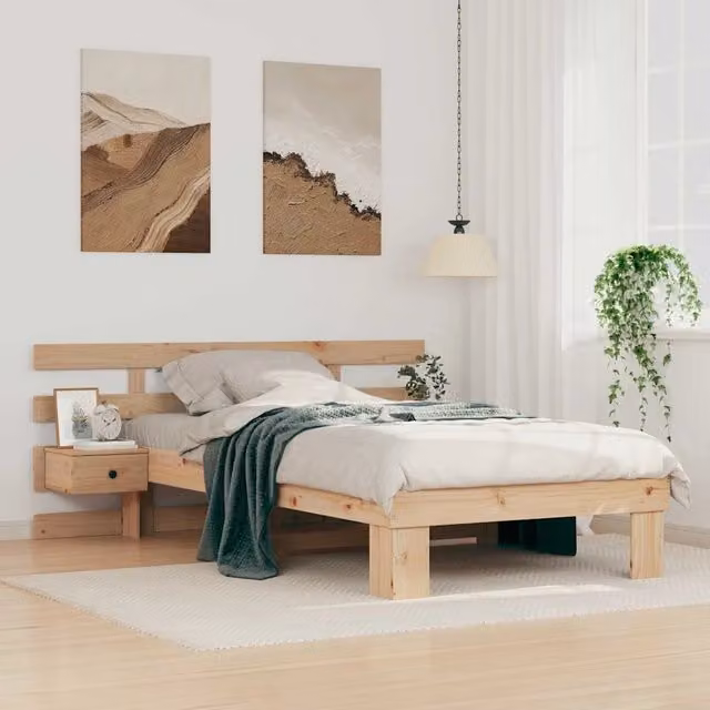 Struttura del letto-Giroletto Marrone 90 x 200 cm Pino massello 682477