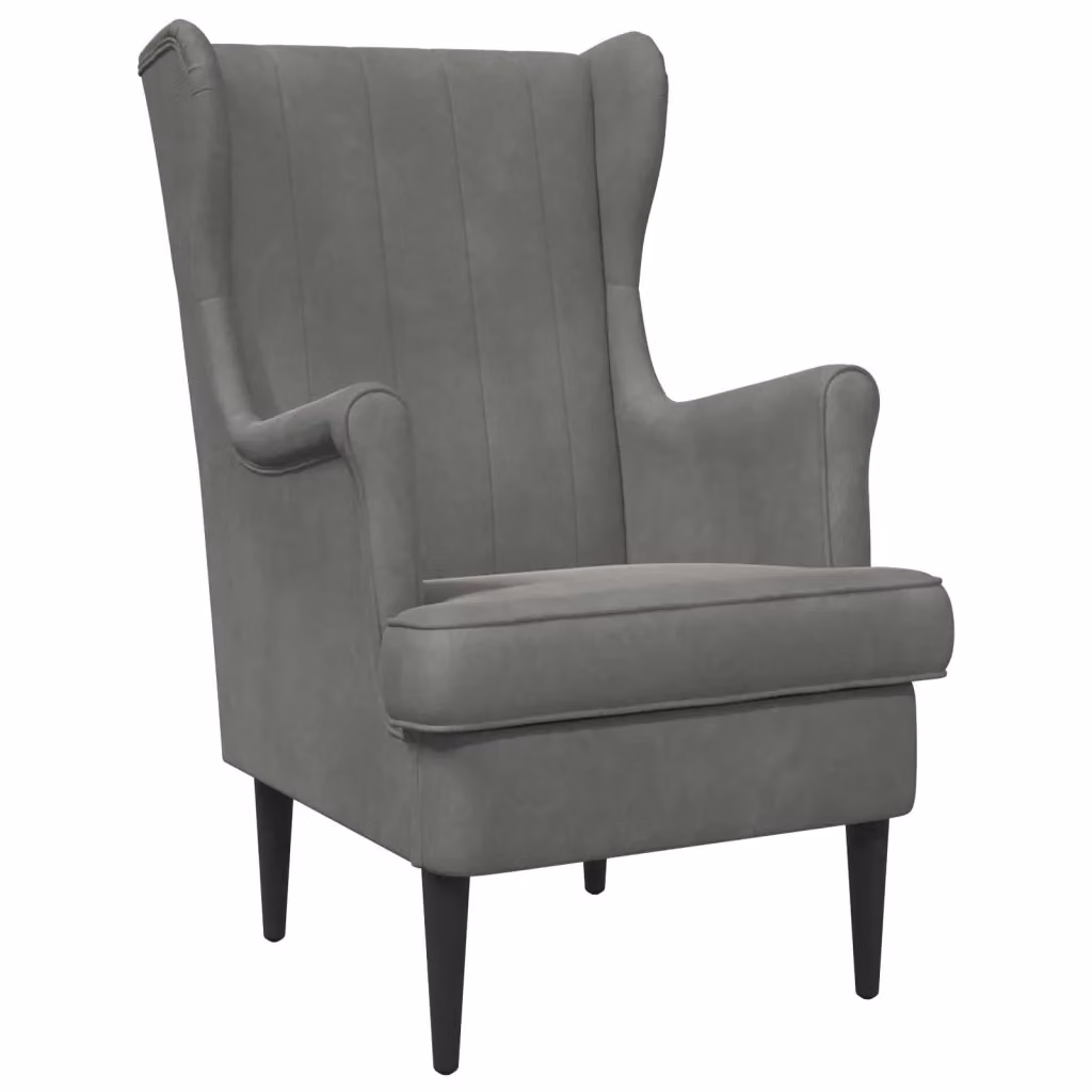 Poltrona-Divano Moderna in Velluto Grigio con Braccioli e Struttura in Legno e Metallo 960621 – 2