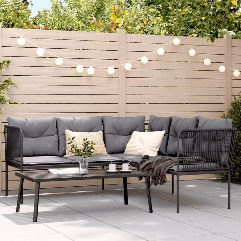 Maison Exclusive - Set divani da giardino con cuscini Nero Acciaio e Textilene