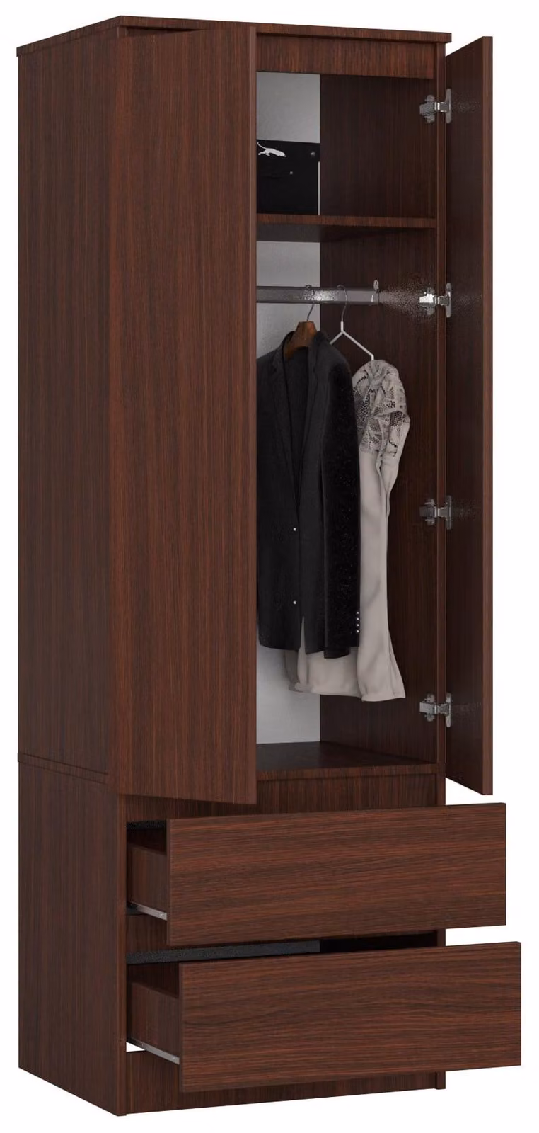 Armadio S60, 60 cm, guardaroba a 2 ante e 2 cassetti, finitura lucida, altezza 180 cm, modello STAR