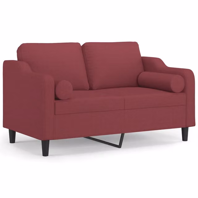 Divano | Divano da soggiorno | Sofa a 2 Posti con Cuscini Rosso Vino 120 cm in Tessuto