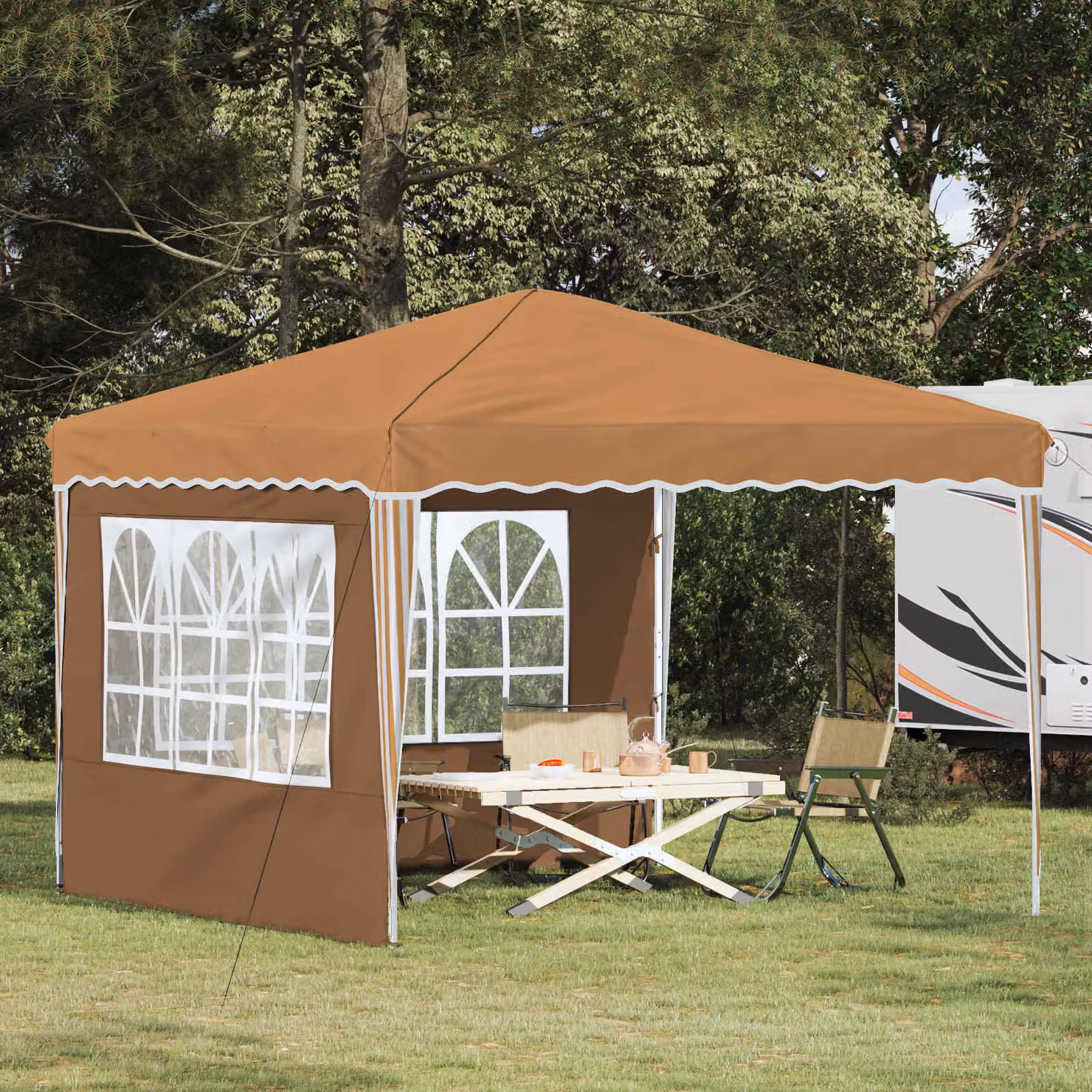 vidaXL Tenda per feste a pop-up beige L: 288 cm, P: 288 cm, H: 245 cm