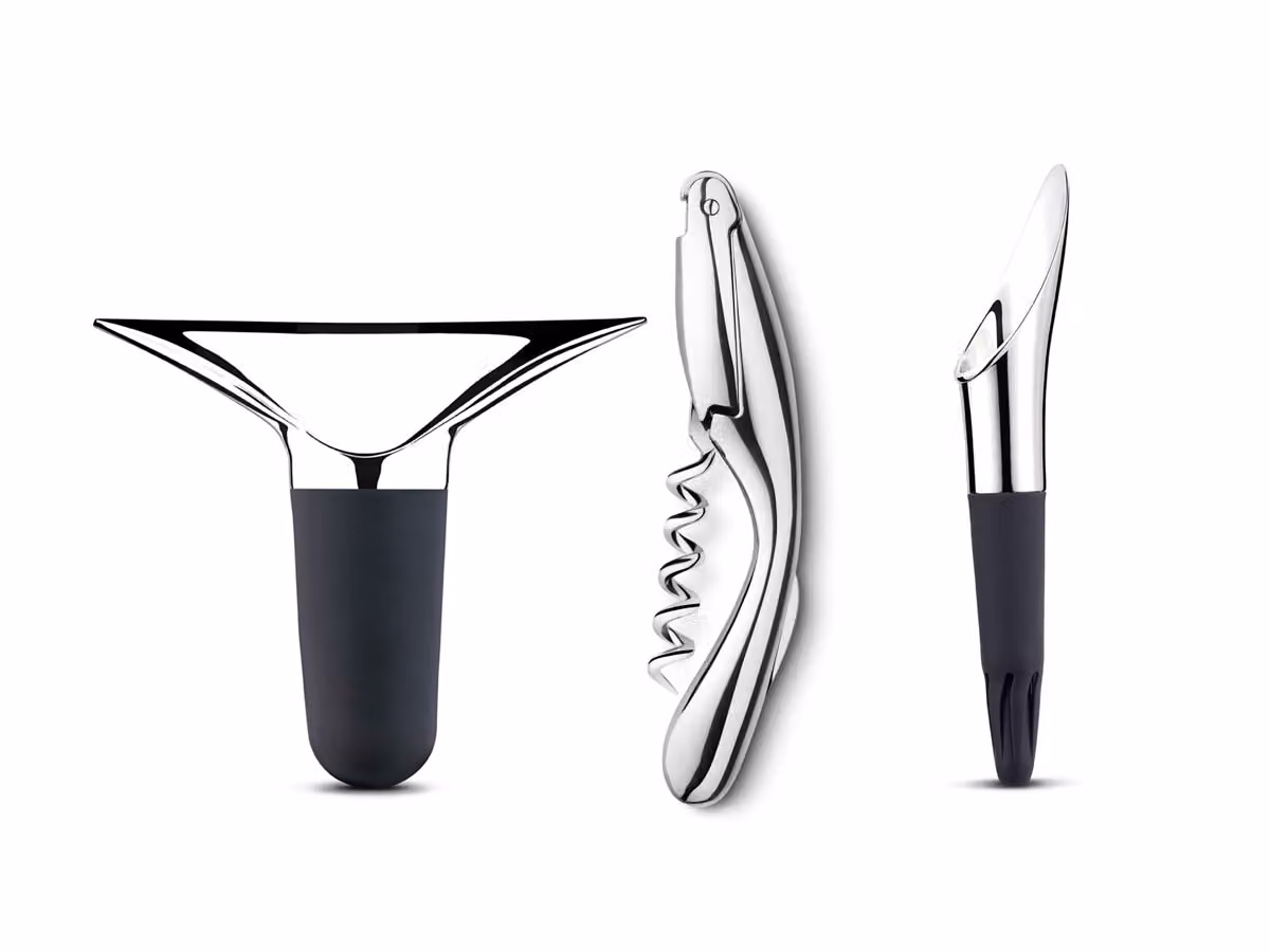 WINE & BAR Set di Cavatappi, Tappo per vino e Versatore per vino