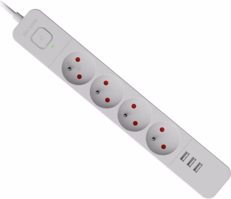 Defender SFS 133 ciabatta 1,5 m, 4 prese, 3x USB, bianco