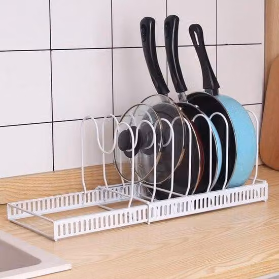Organizzatore per pentole con scomparti regolabili, espandibile
