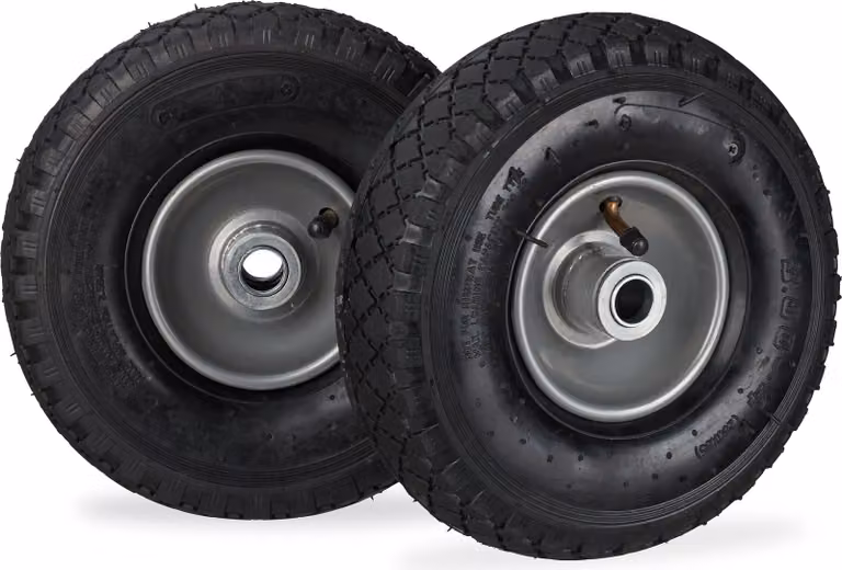 Set di 8 ruote per carrelli a mano 3.00-4, con pneumatici, fino a 100 kg, 260 x 85 mm, ruota di ricambio con cerchione in acciaio, ruota pneumatica, nero-grigio