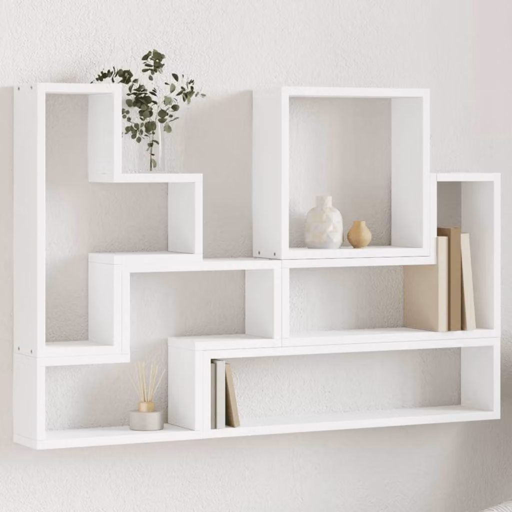 Scaffale a Parete Moderno vidaXL Bianco in Legno e MDF L: 96 cm, P: 12 cm, H: 64 cm