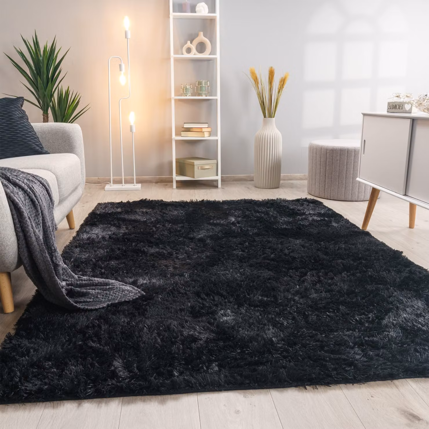 Tappeto a pelo alto Silvana nero L: 140 cm, P: 200 cm – 2