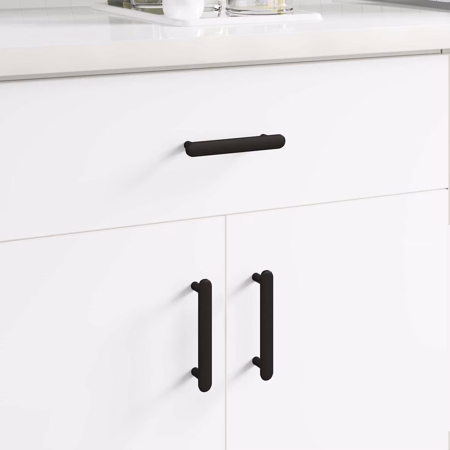 Set di 12 maniglie per armadio vidaXL in ferro nero opaco, L: 12,1 cm, P: 2,83 cm, H: 1,66 cm