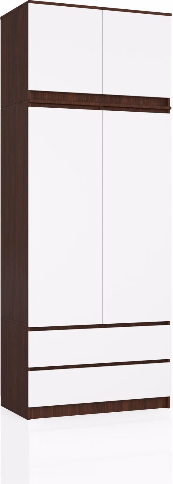 Akord Armadio Alto 2 Ante 2 Cassetti Wengé E Bianco 90X51X234 Cm