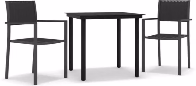 Set da Pranzo da Giardino 3 pz | Set Salotto da Giardino Nero