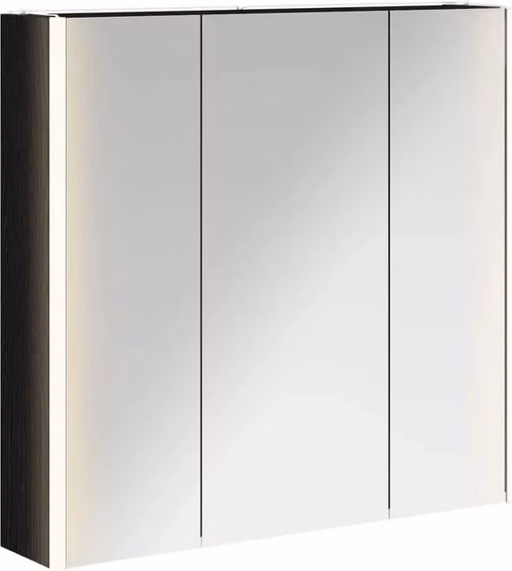 Mobiletto per specchio da bagno moderno con illuminazione LED Design In, finitura rovere nero opaco, L: 73.5 cm, P: 15.5 cm, H: 70 cm