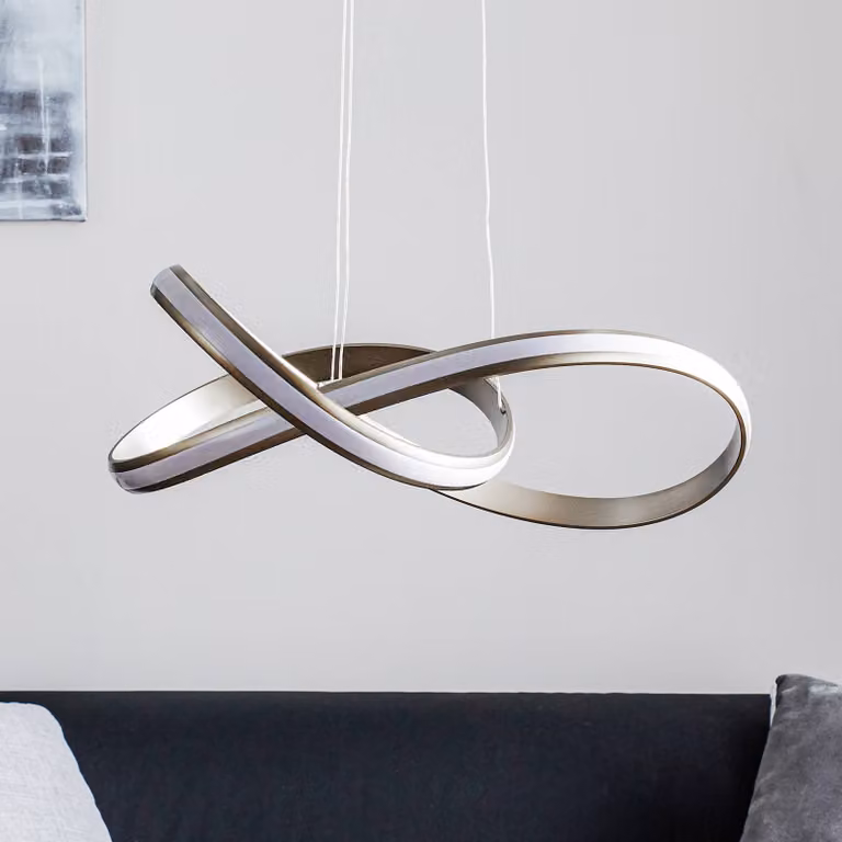 Paul Neuhaus Lampada LED a sospensione Melinda, grigio acciaio dimmerabile, Alluminio / Grigio / Zincato, Soggiorno / Sala da pranzo, Metallo, Design