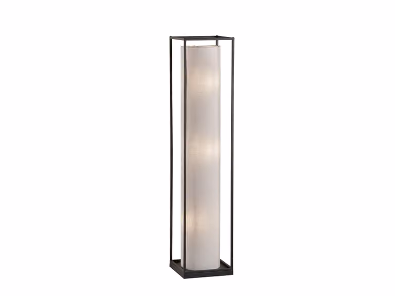 Lampada da terra piccola 114,5 cm nero/bianco con paralume in lino a cilindro