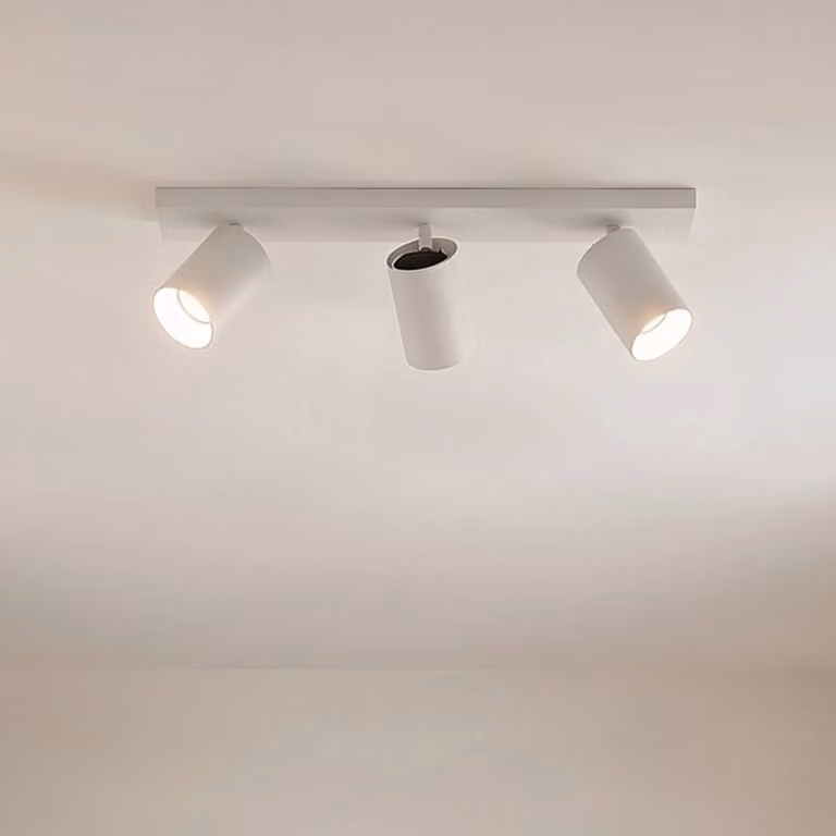 Arcchio Faretto Brinja, bianco, angolare, Ø 6 cm, a 3 luci, GU10 Brinja Arcchio, dimmerabile, Bianco / Opale, Corridoio, Alluminio, Moderno, Faretto