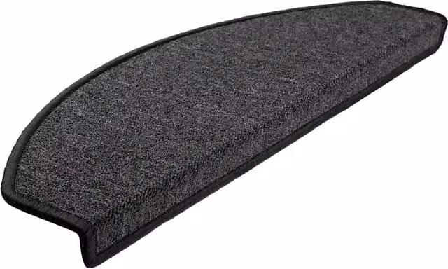 Set di 30 tappetini per scale semicircolari DESIGN IN, colore antracite, antiscivolo e fonoassorbenti, L: 65 cm, P: 24 cm, H: 3,5 cm