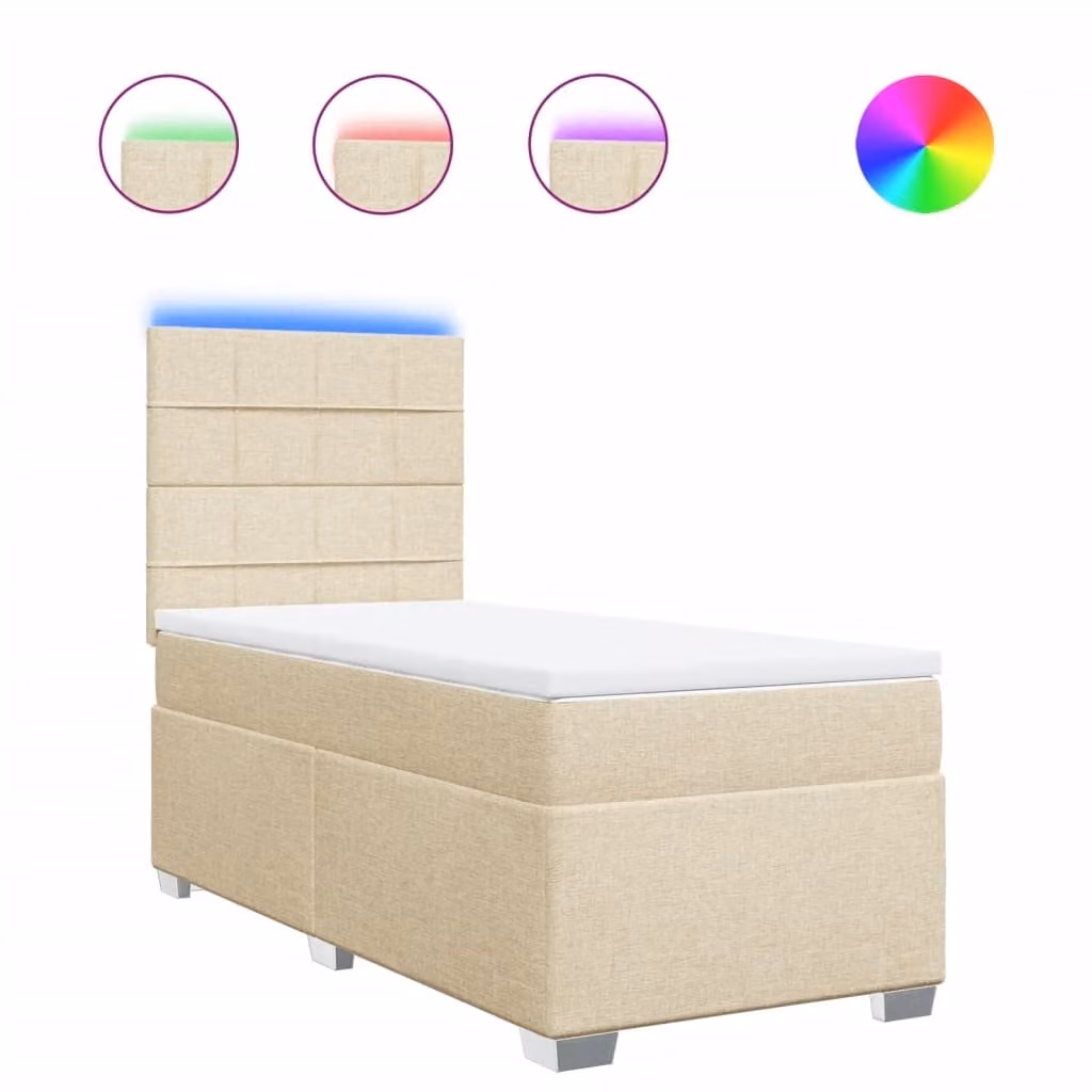 Giroletto a Molle con Materasso Crema 90x190 cm in Tessuto