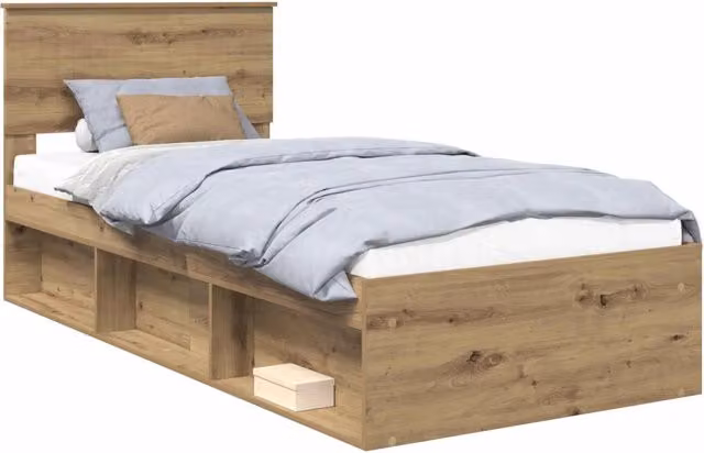 Letto singolo | Letto per adulti | Struttura del letto con testiera Rovere Artigianale 90 x 200 cm