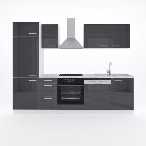 Vicco Cucina componibile Optima, Antracite lucido/bianco, 270 cm