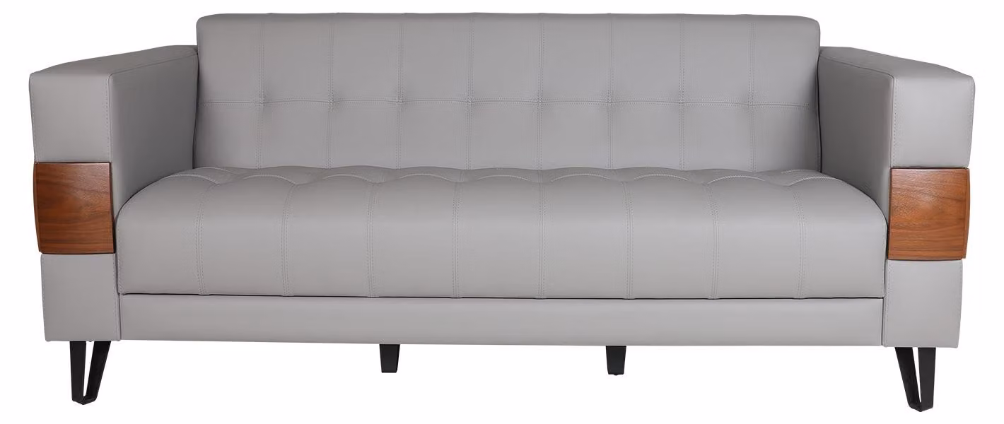 Moderne Graue Dreisitzer Couch Kunstledersofa Wohnzimmer Couchen