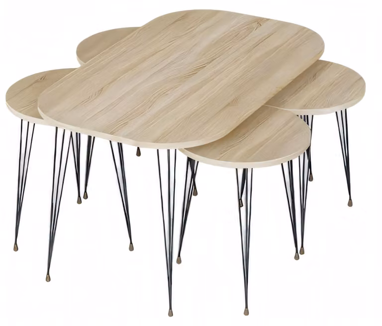 Moderner Holz-Couchtisch mit Beistelltischen in Braun
