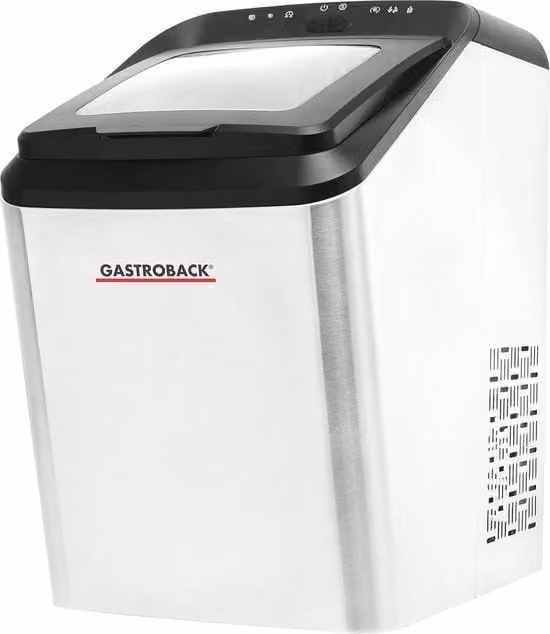 Macchina per cubetti di ghiaccio Gastroback con display digitale e serbatoio da 2,8 l, colore argento in acciaio inossidabile
