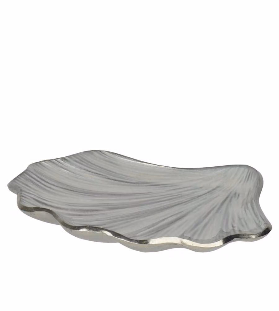 Kaemingk Vassoio decorativo Bianco conchiglia 19,5x19,5xh2,5 cm Metallo